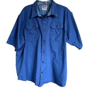 Wrangler Button Down Short Sleeve Blue Shirt, Men's size 2XL